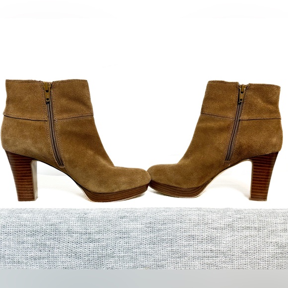 Nine West high heel ankle boots, light brown suede, zipper closure, Sz 6 1/2 - Picture 4 of 6